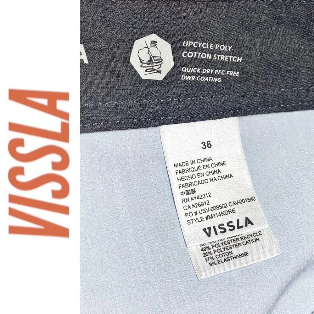 VISSLA Striped‎ Board Shorts Swim Trunks Blue Men's, Size 36